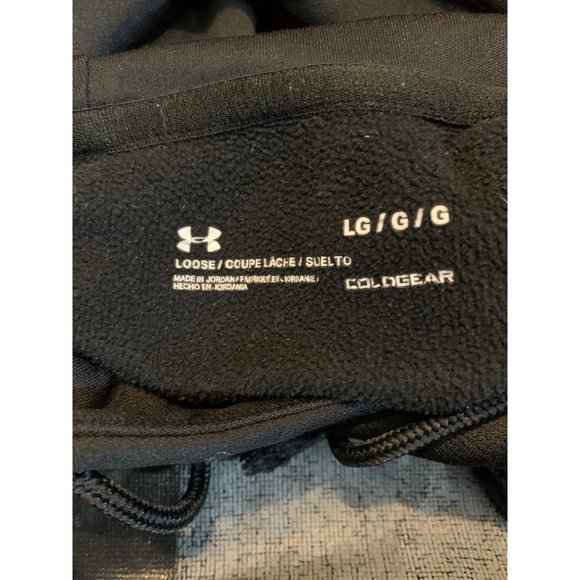 Under Armour, Men Large Loose Cold Gear Black Sweatshirt Hooded Kangaroo Pouch P - Picture 6 of 11
